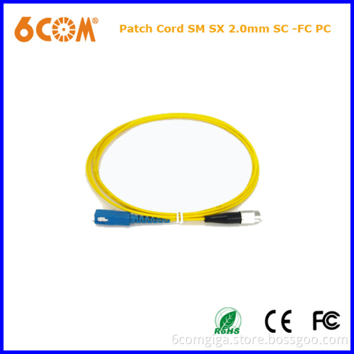 PVC Sx Sc-FC PC 2.0mm Fiber Optic Patch Cord